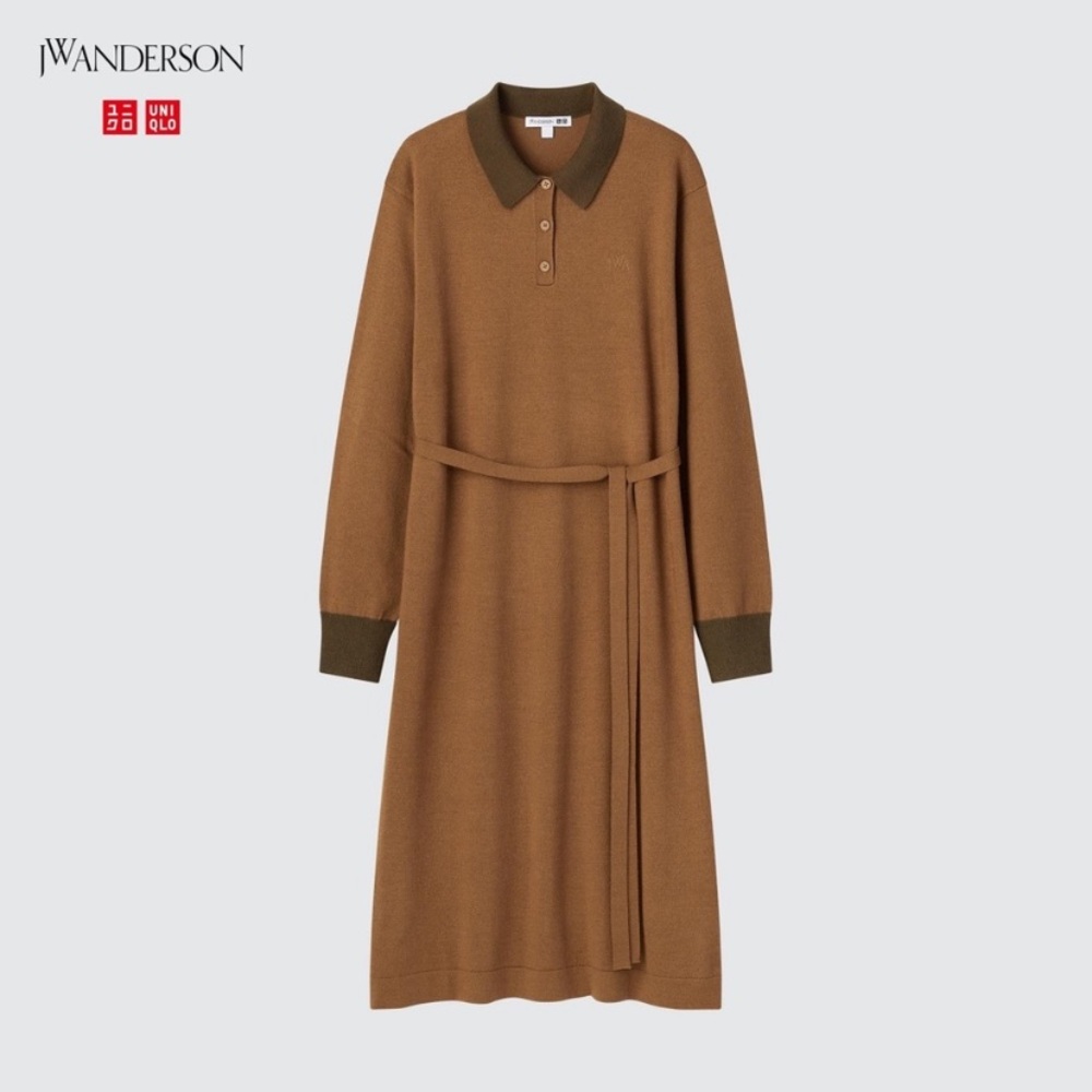 Uniqlo x JW Anderson Merino Wool Blend Polo Long Sleeve Sweater Dress Large